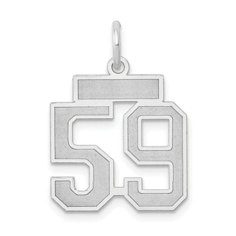 14k White Gold, Jersey Collection, Small Number 59 Pendant
